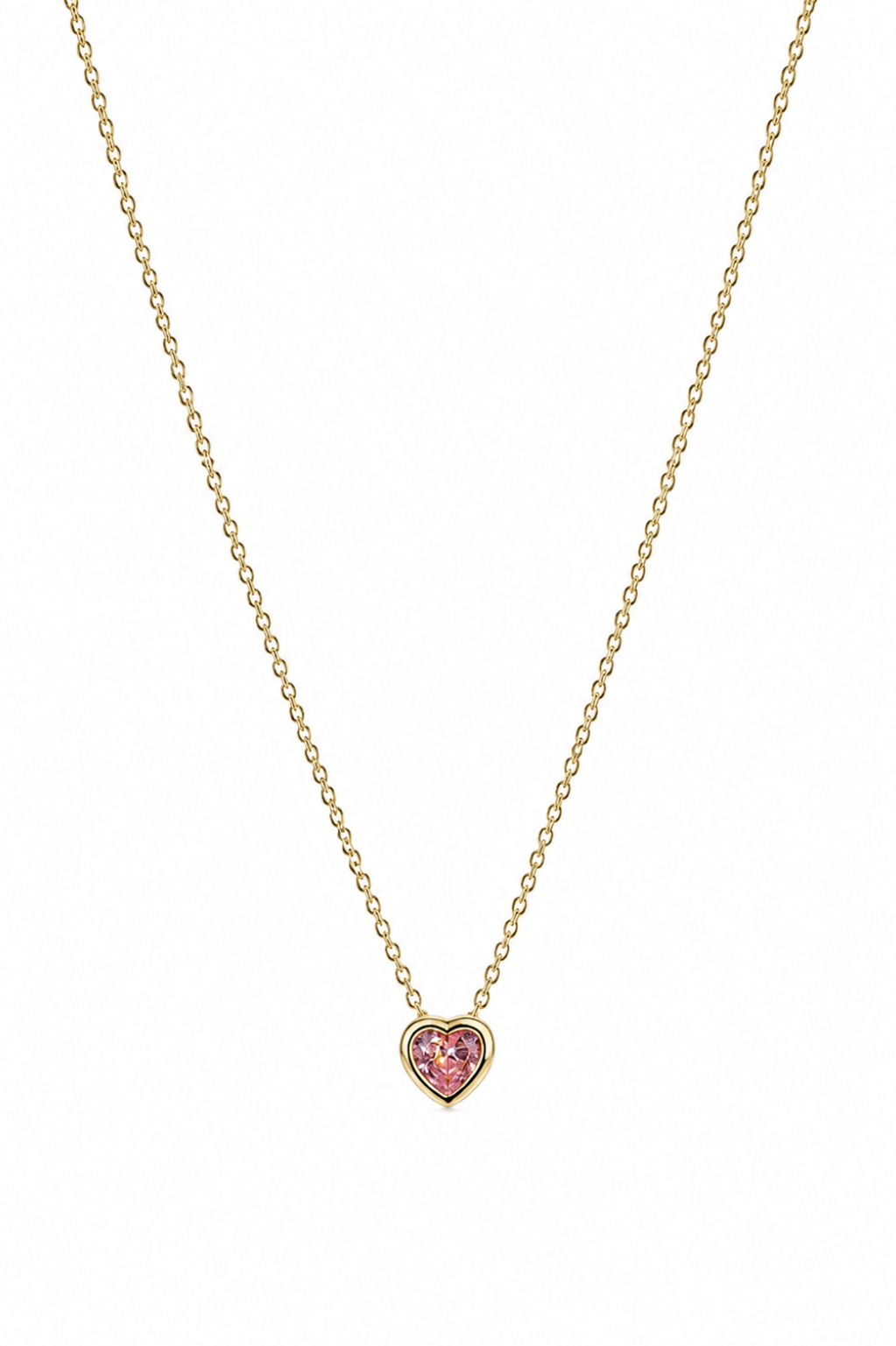 Pink Elevated Small Heart Pendant Necklace
