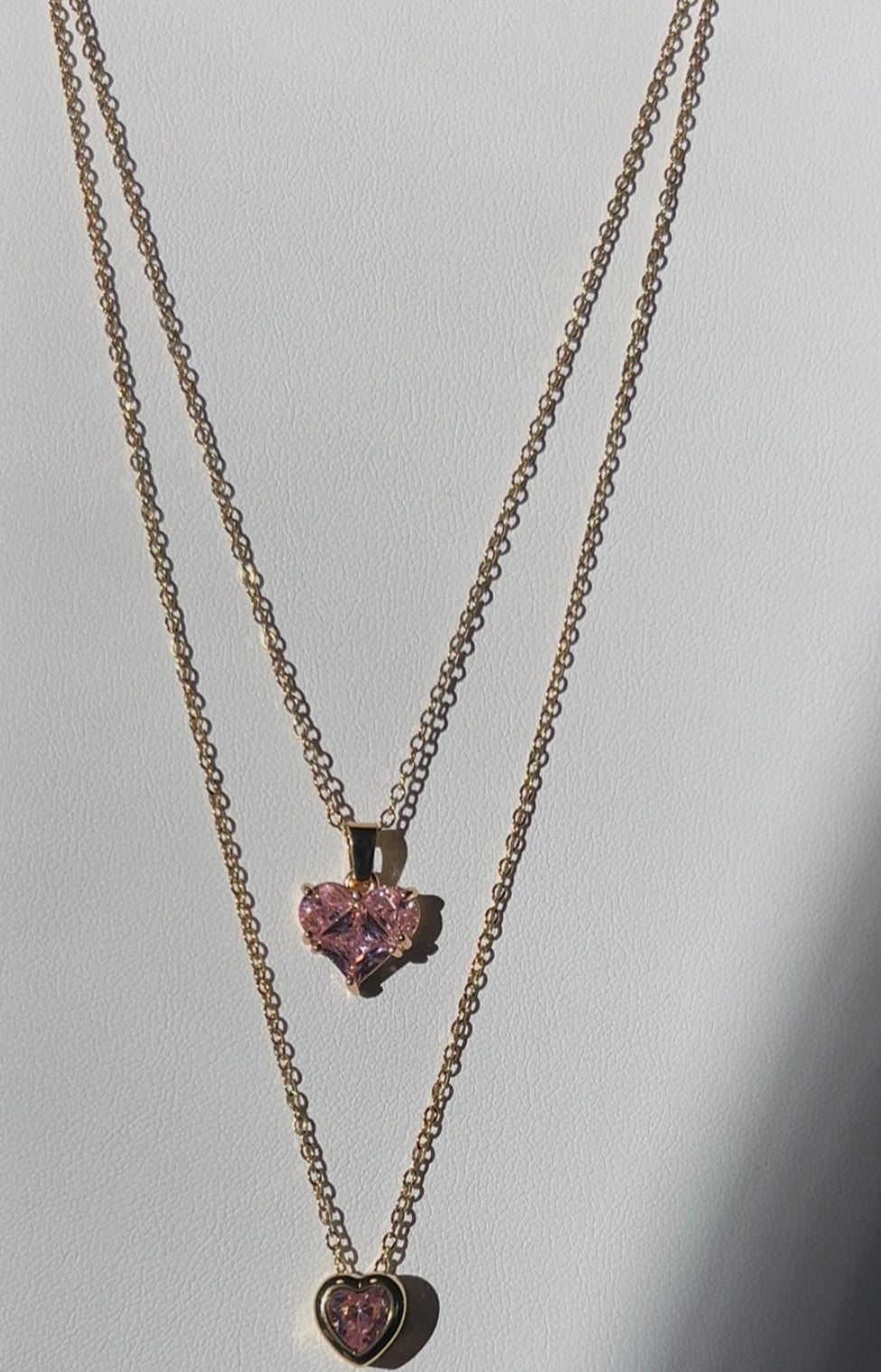 Pink Heart Pendant Necklace Set
