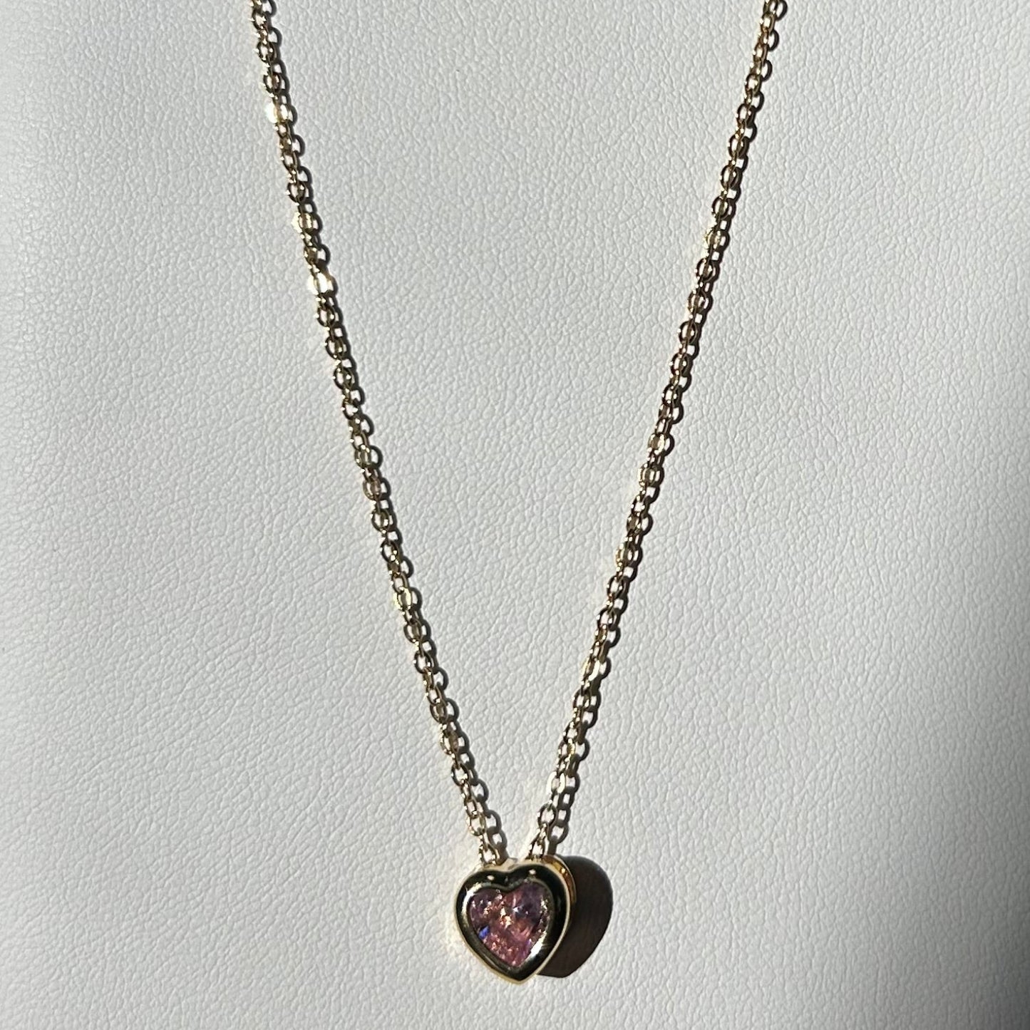 Pink Elevated Small Heart Pendant Necklace