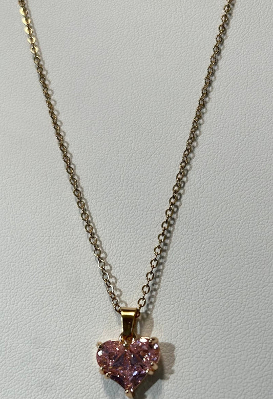 Pink Heart Pendant Necklace