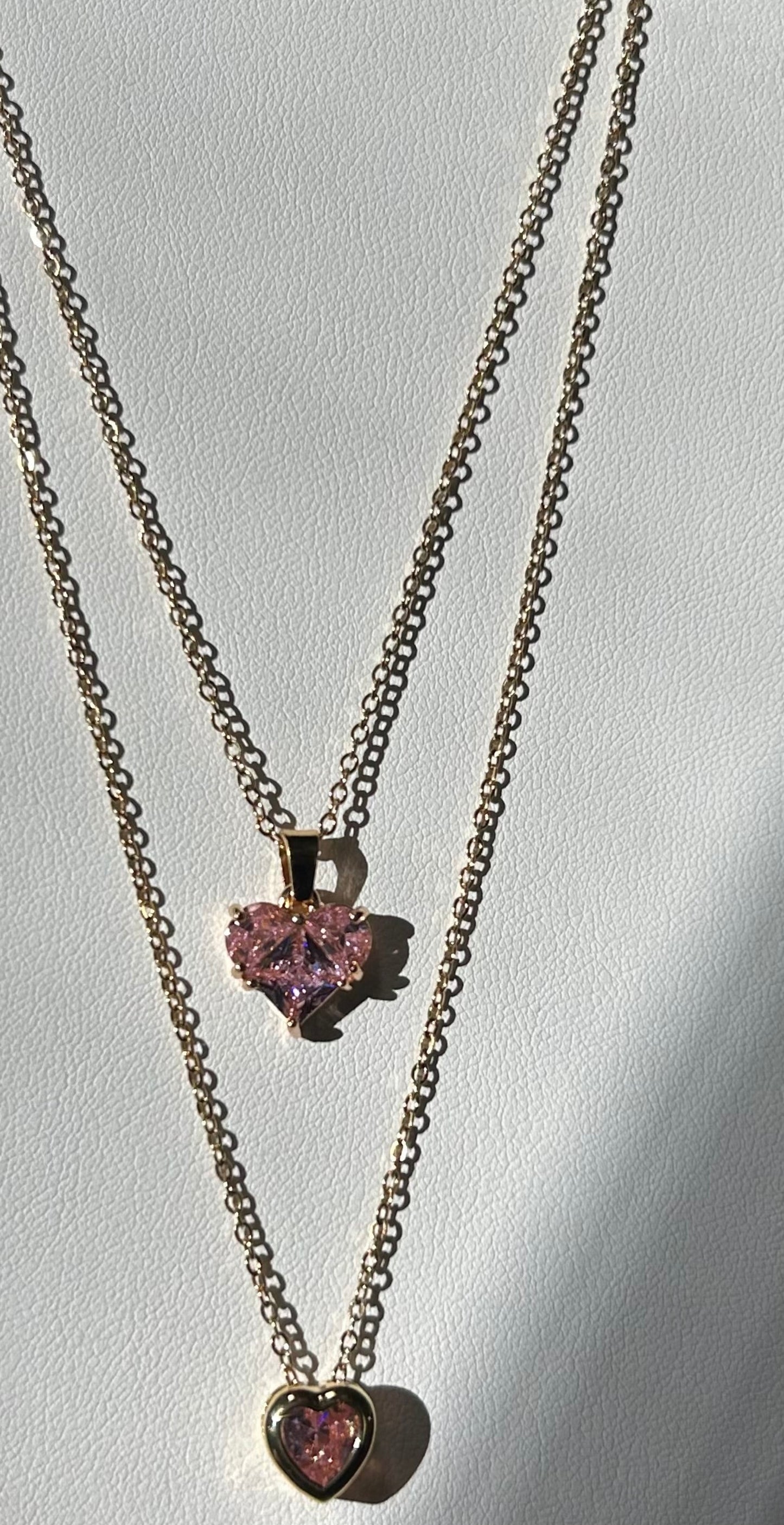 Pink Heart Pendant Necklace Set