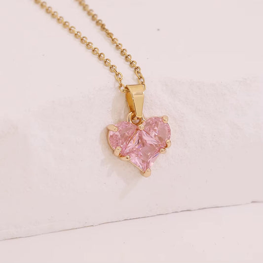 Pink Heart Pendant Necklace